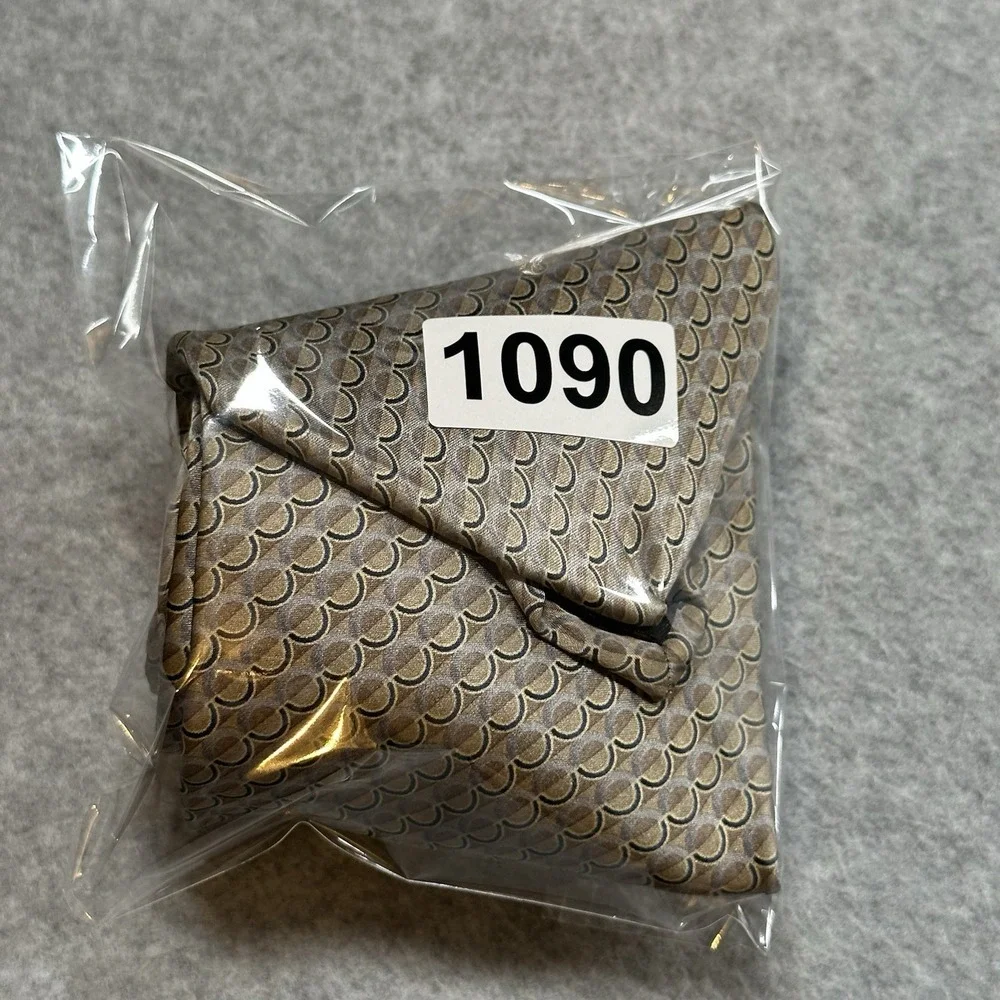 Vintage NEO Bill Blass Silk Tie Taupe Beige Navy Geometric Art Deco USA 58x3.75
